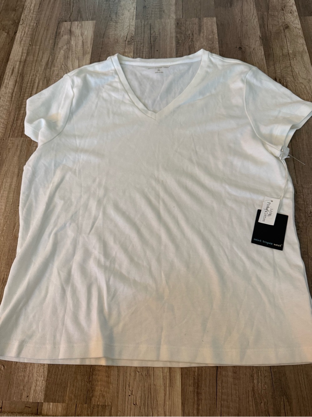 Saint Tropez West White V-Neck Tee